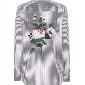 Equipment Brett Striped shirt 100% cotton, floral embroidery on the back